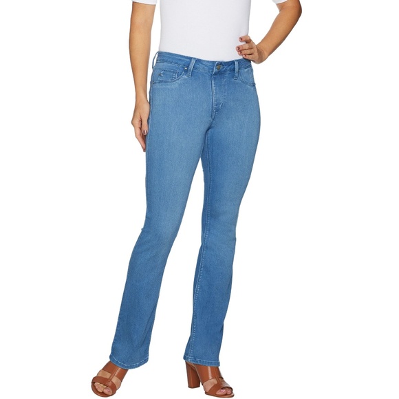 Laurie Felt Silky Denim Boot-Cut Pull-On Jeans, Bright Blue, Petite Medium, Used - Picture 1 of 14